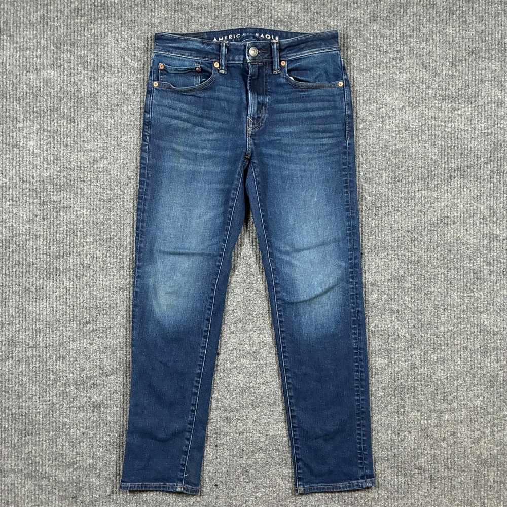 American Eagle Airflex+ Mens Straight Jeans Size 28x30 Blue Denim Low Rise